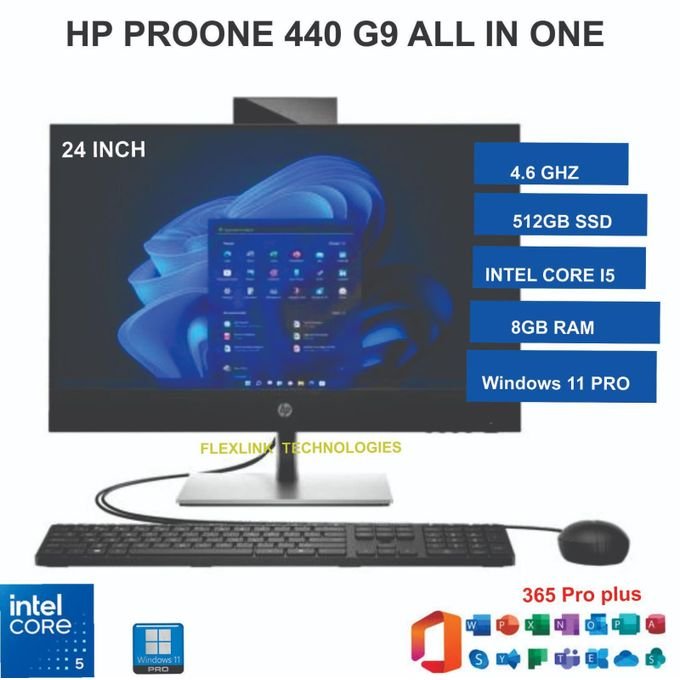 Hp PROONE 440G9 ALL IN ONE , INTEL COREi5, 14TH GEN UP TO 4.6GHZ 512SSD,8GBRAM , 24 INCHES FHD