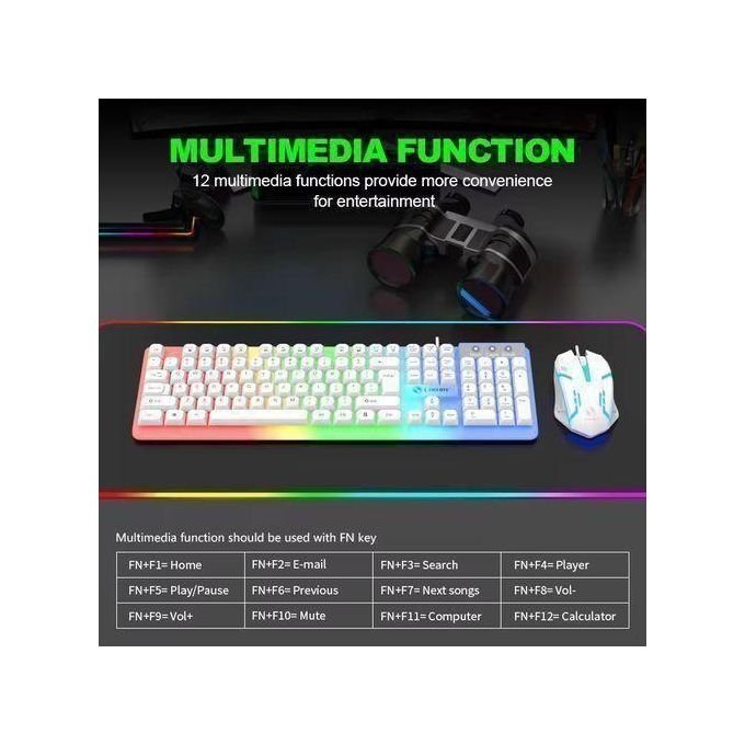 Keyboard And Mouse Set Wired 104 Keys Hot-Swappable Gaming Keyboard RGB Light For Mac Windows Computer PC Gamers Laptop Office