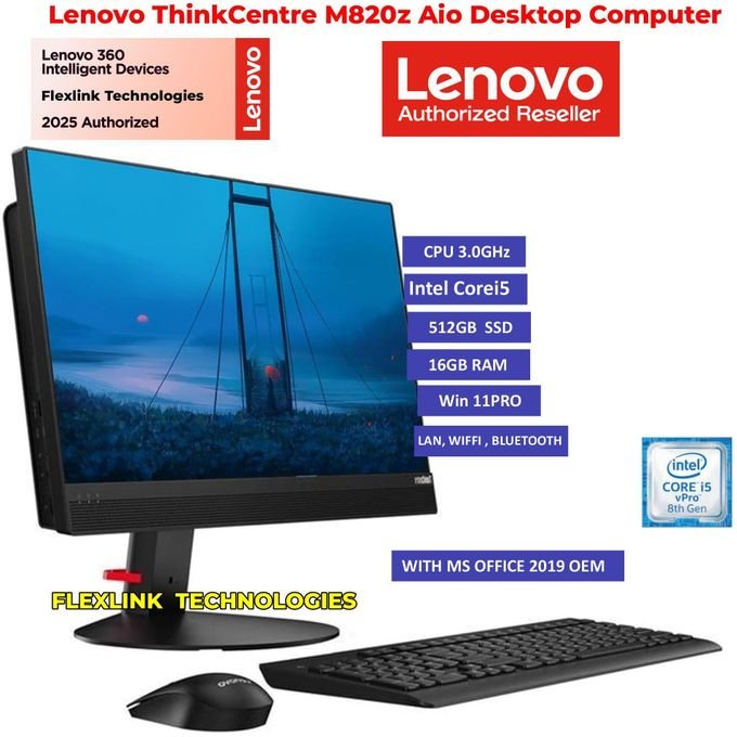 Lenovo ThinkCentre M820z All-in-One Desktop 21.5 FHD Intel Core i5 8500 16GB RAM 512GB SSD Win 11 Pro & OFFICE 365 PRO