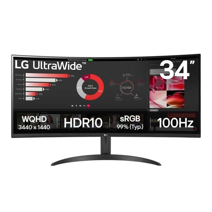 LG 34WR50QK-B 34" UltraWide QHD 100Hz Curved Monitor