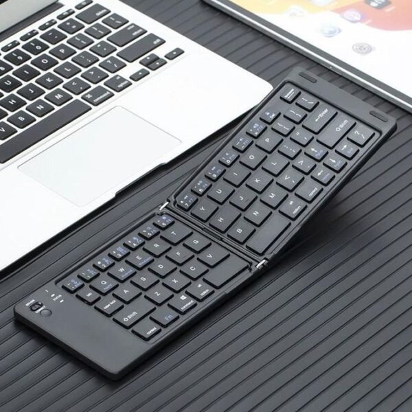 OIPETLUCK Foldable Bluetooth Keyboard, 3-in-1 Portable Mini Wireless Keyboard for Smartphones, Tablets, Laptops (Windows/iOS/Android) - Compact & Lightweight Design (Black)