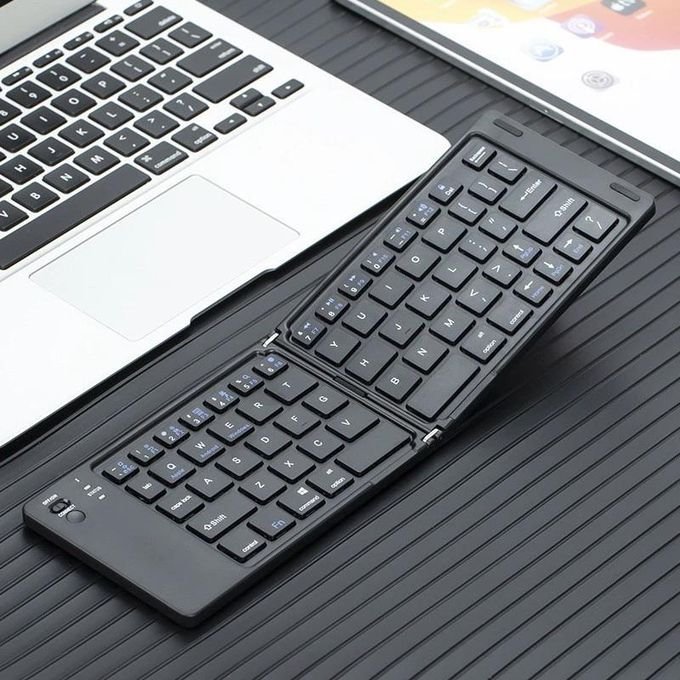 OIPETLUCK Foldable Bluetooth Keyboard, 3-in-1 Portable Mini Wireless Keyboard for Smartphones, Tablets, Laptops (Windows/iOS/Android) - Compact & Lightweight Design (Black)