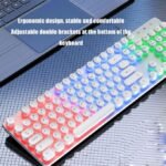 OIPETLUCK Typewriter Style Wired Keyboard, Rainbow LED Backlit, Round Keys, Anti-ghosting, Spill Resistant, Light Up USB Wired Retro 104 Keys for Office/Gaming, White