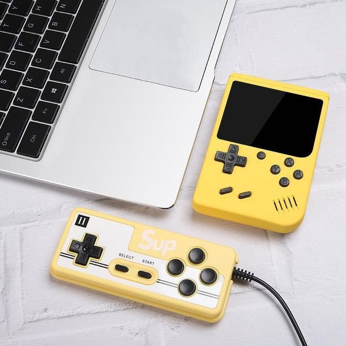 OIPETLUCK Yellow Mini Retro Handheld Game Console for Kids – 500+ Classic FC Games, Support Up to 2 Players, Portable Gaming Device with Rechargeable Battery(Yellow)