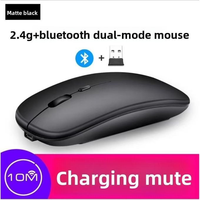 Rechargeable Wireless Mouse Bluetooth 2 Modes-Black