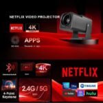 Smart Projector/Mini Projector/Home Projector/Android 11/Powerful Processor /2GB RAM 16GB Storage/Higher Lumens/Auto Focus/WiFi & Bluetooth Connection/Netflix/Youtube