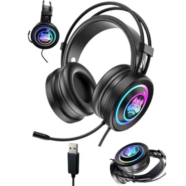 T906 RGB USB Headset + Mic Wired Audio - Noise Control Gaming Headphones