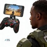 V8 Bluetooth Wireless Gaming Controller Grip Game Pad For Android-Red