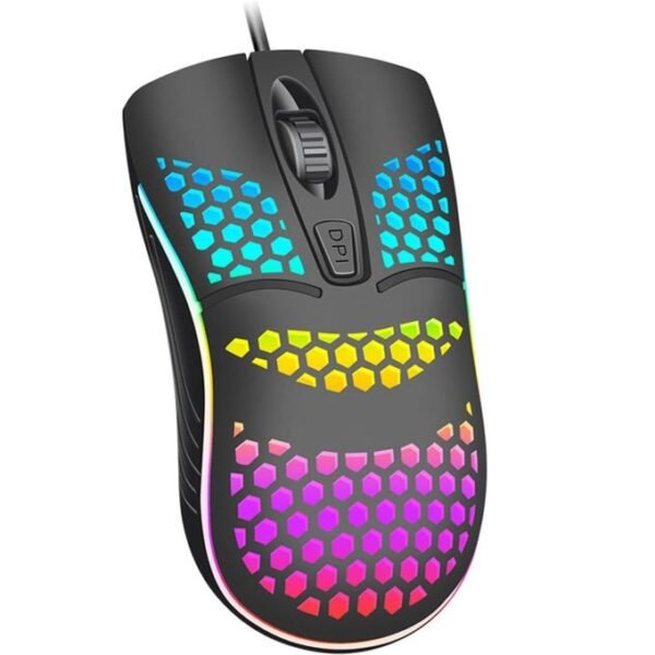 White Label Wired Computer Mouse With Rainbow Backlight - Black