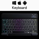 Wireless Bluetooth Backlit Keyboard with RGB Seven-color, Color Gradient Illumination Mini Keyboard and Mouse Set, Suitable for Apple, Samsung and Android Tablets