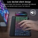 Wireless Bluetooth Backlit Keyboard with RGB Seven-color, Color Gradient Illumination Mini Keyboard and Mouse Set, Suitable for Apple, Samsung and Android Tablets