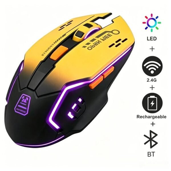 Wireless & Bluetooth Silent Dual-Mode Rechargeable Gradient Color Gaming Mouse