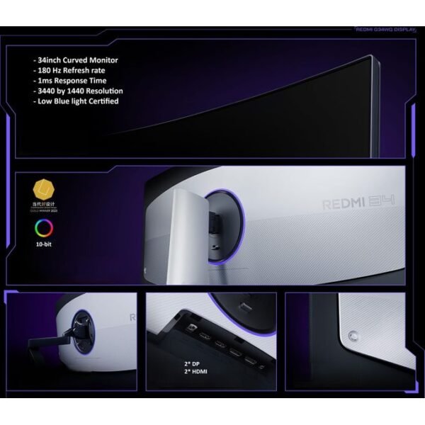 XIAOMI Redmi G34WQ 2026 Ultra-Immerse 34" Curved WQHD 180Hz Display